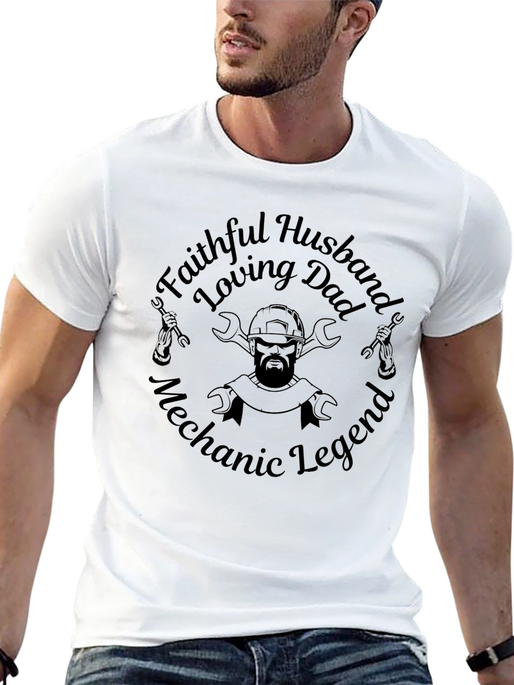 Faithful Husband Mechanic Legend Black T-Shirt