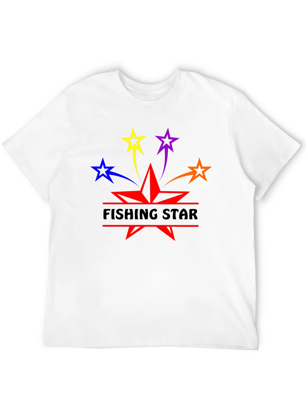 Fishing Star Graphic T-Shirt - Black Cotton Blend