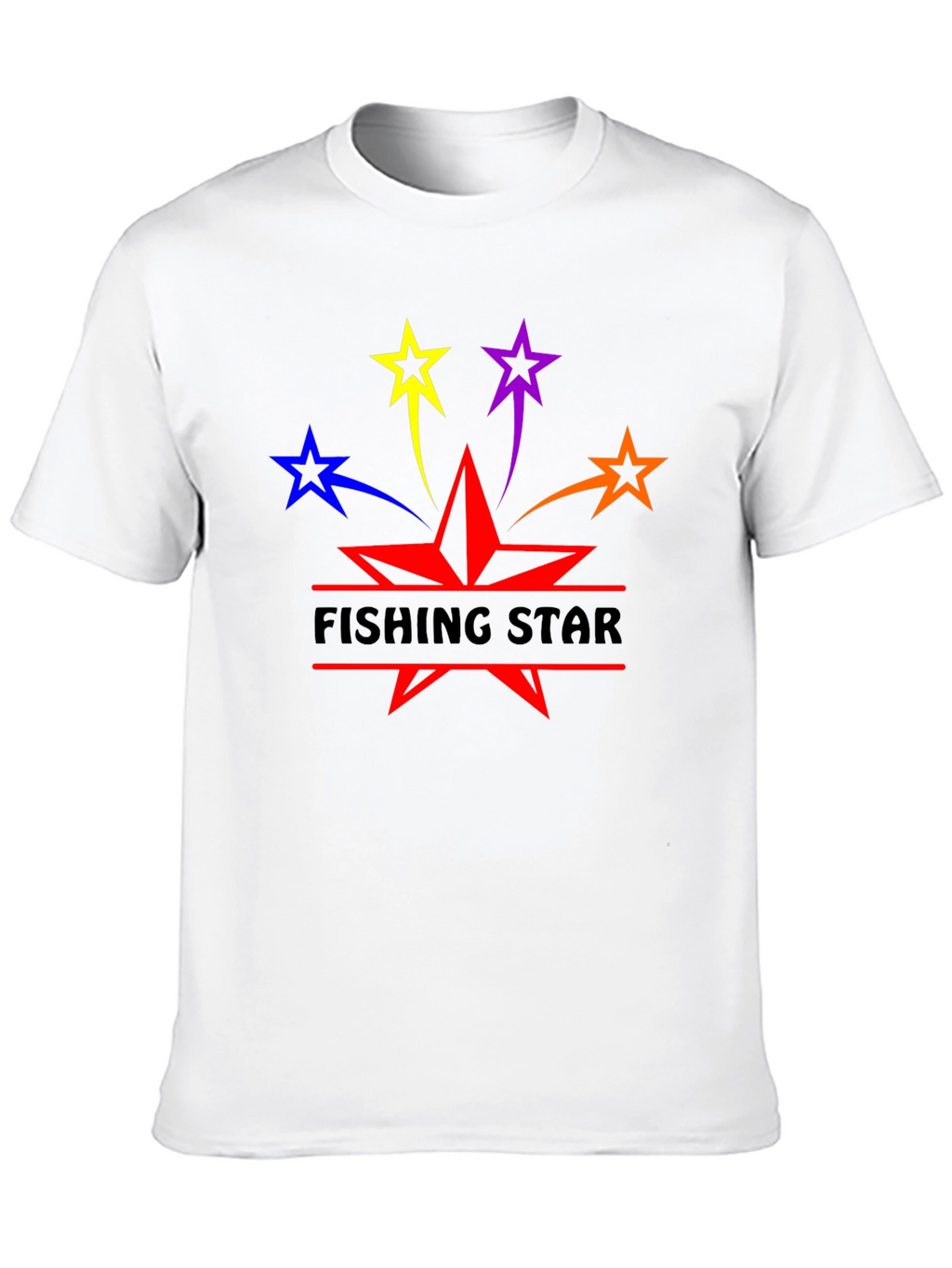 Fishing Star Graphic T-Shirt - Black Cotton Blend