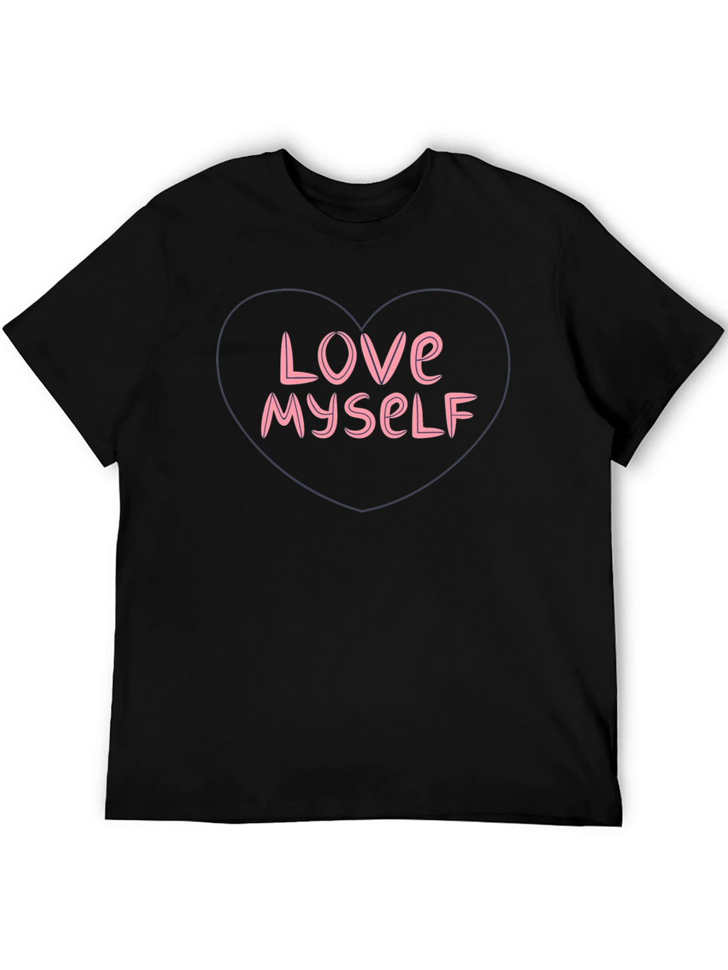 Love Myself Graphic Tee - Heart Design Black T-Shirt