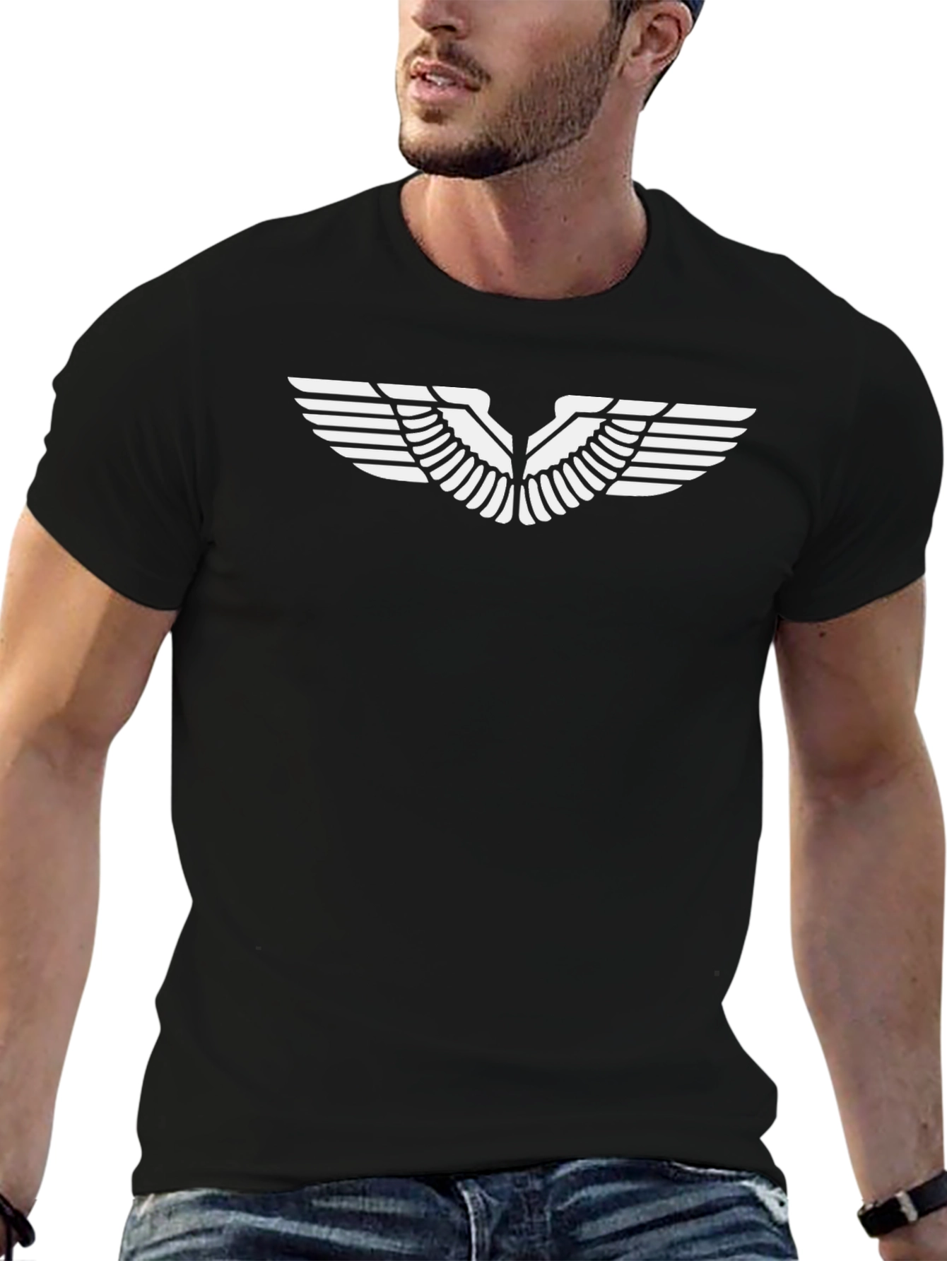 Winged Graphic Tee - Stylish Black Cotton T-Shirt