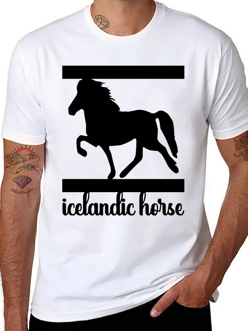 Icelandic Horse Graphic T-Shirt Unisex Black