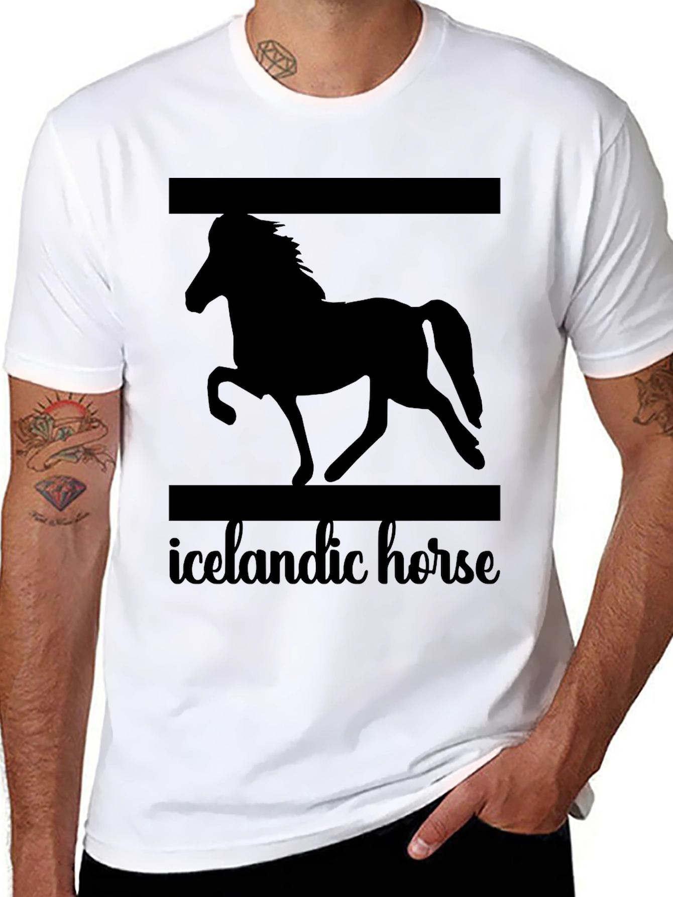 Icelandic Horse Graphic T-Shirt Unisex Black