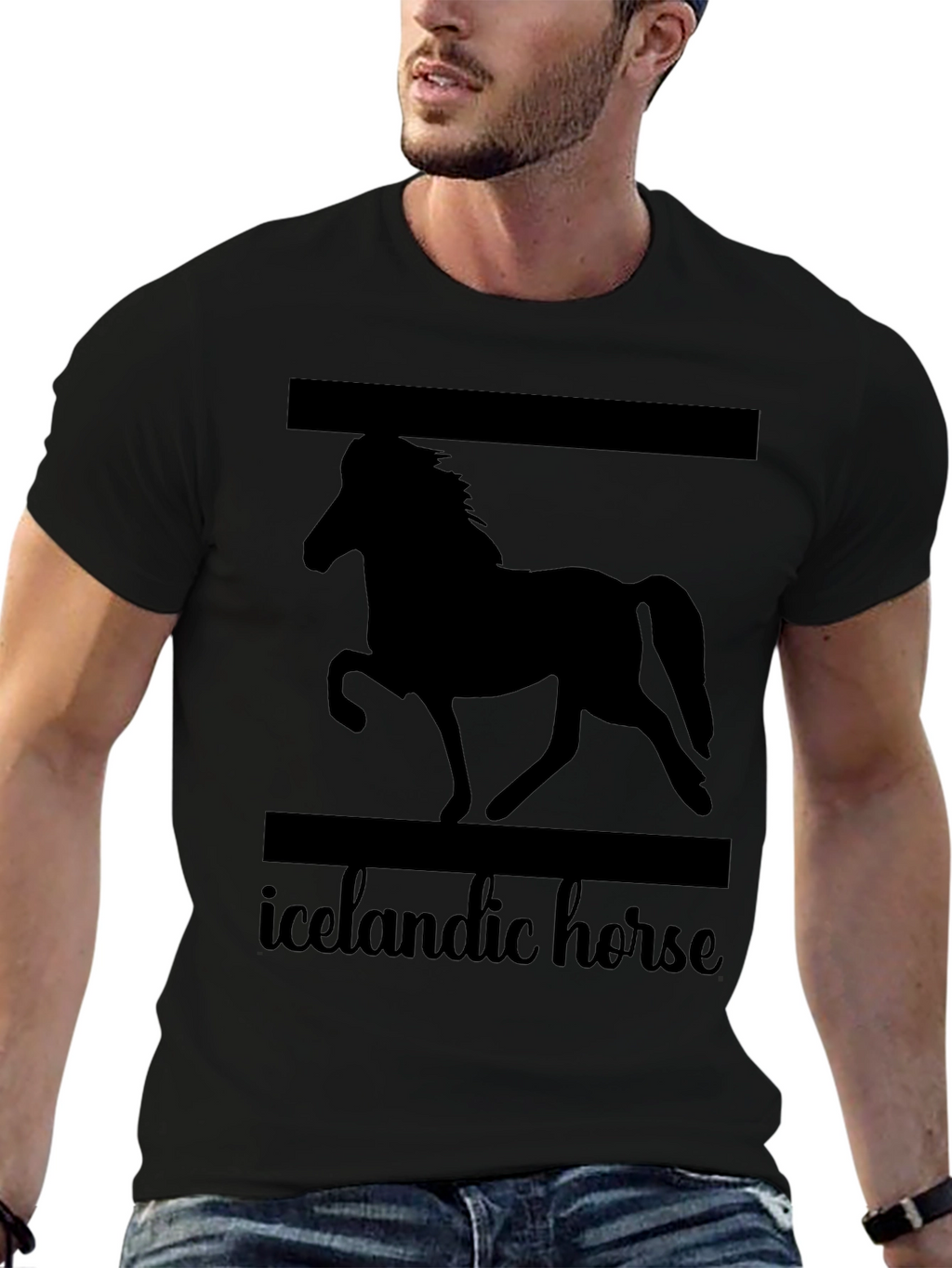 Icelandic Horse Graphic T-Shirt Unisex Black