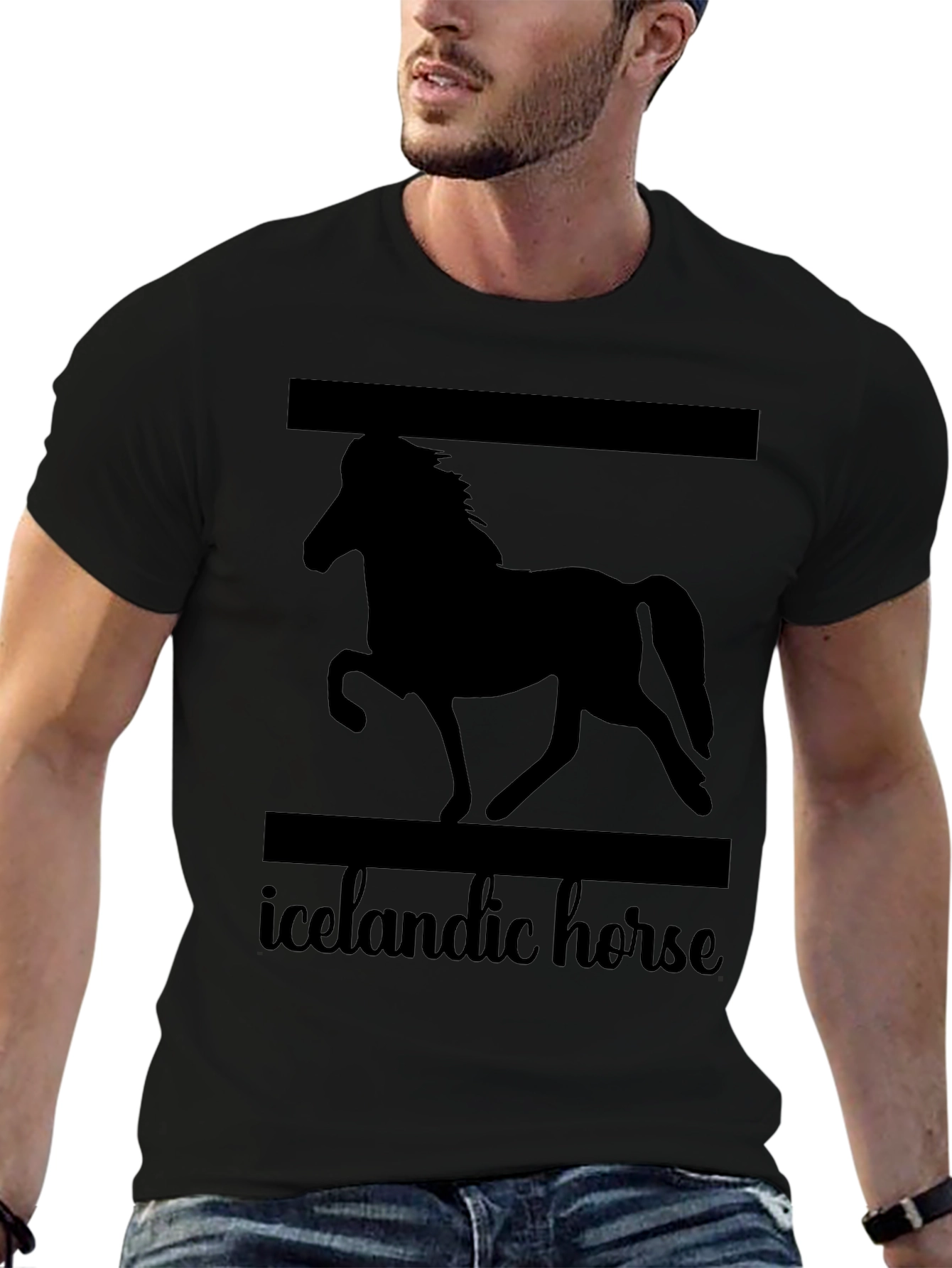 Icelandic Horse Graphic T-Shirt Unisex Black