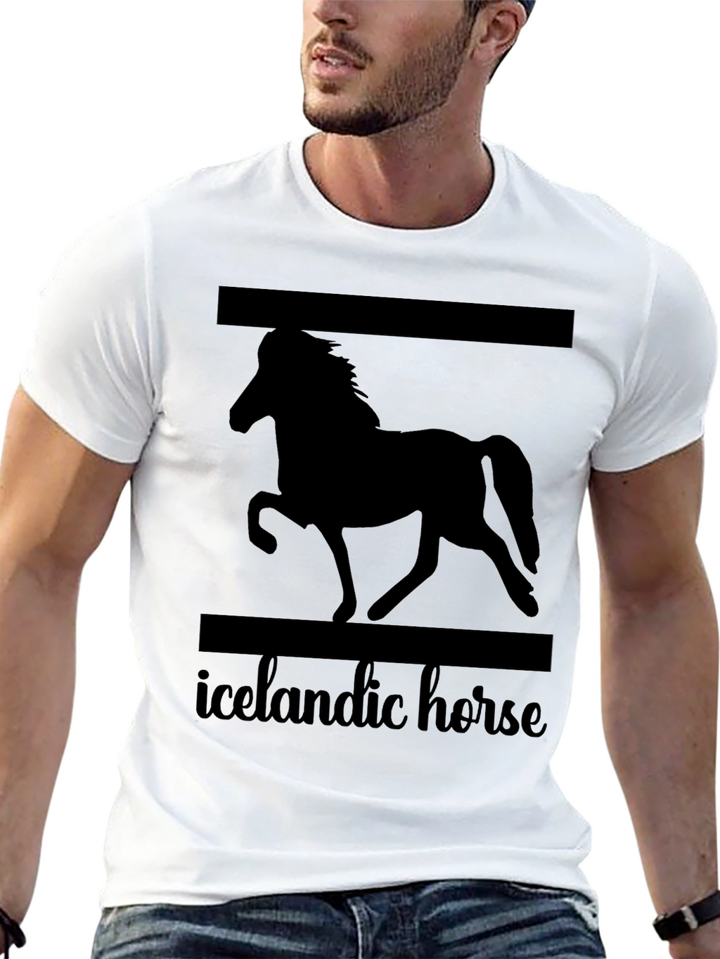 Icelandic Horse Graphic T-Shirt Unisex Black