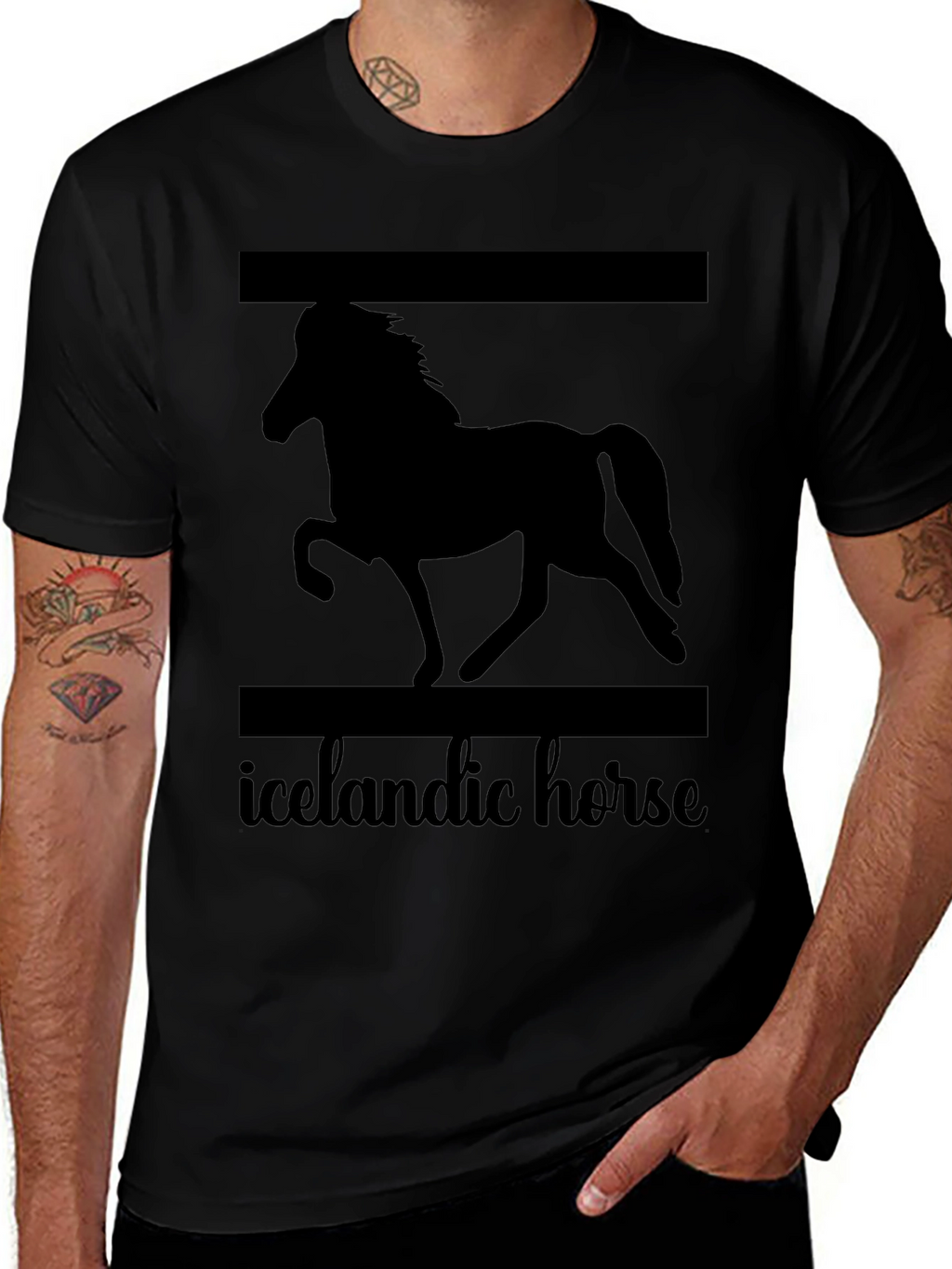 Icelandic Horse Graphic T-Shirt Unisex Black