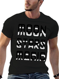 Moon Stars Magic Graphic Tee - Black Cotton T-Shirt