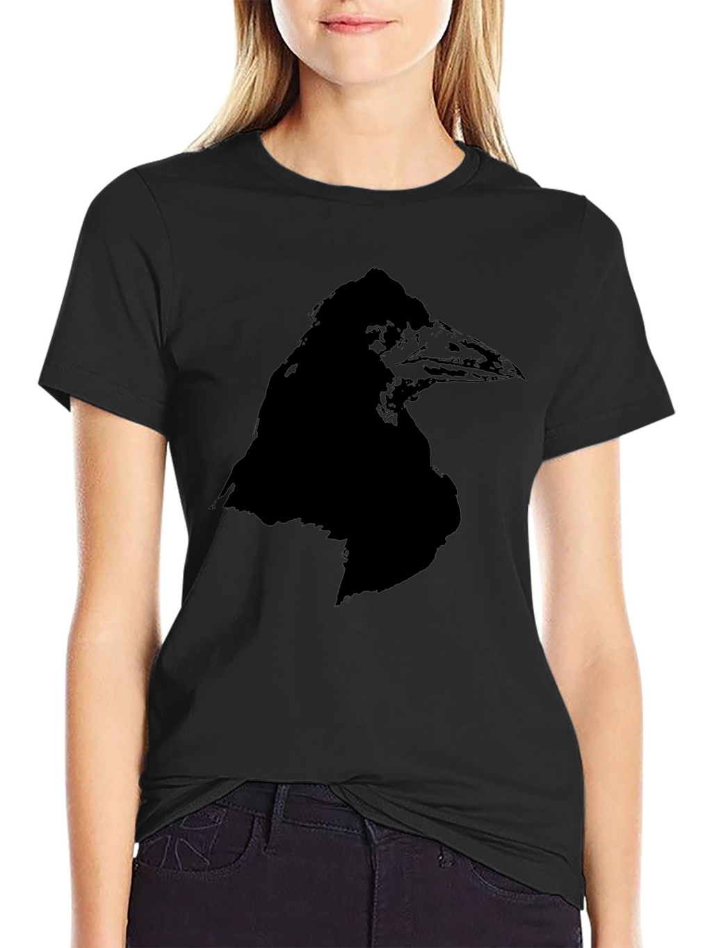 Raven Graphic Tee - Black Crew Neck T-Shirt