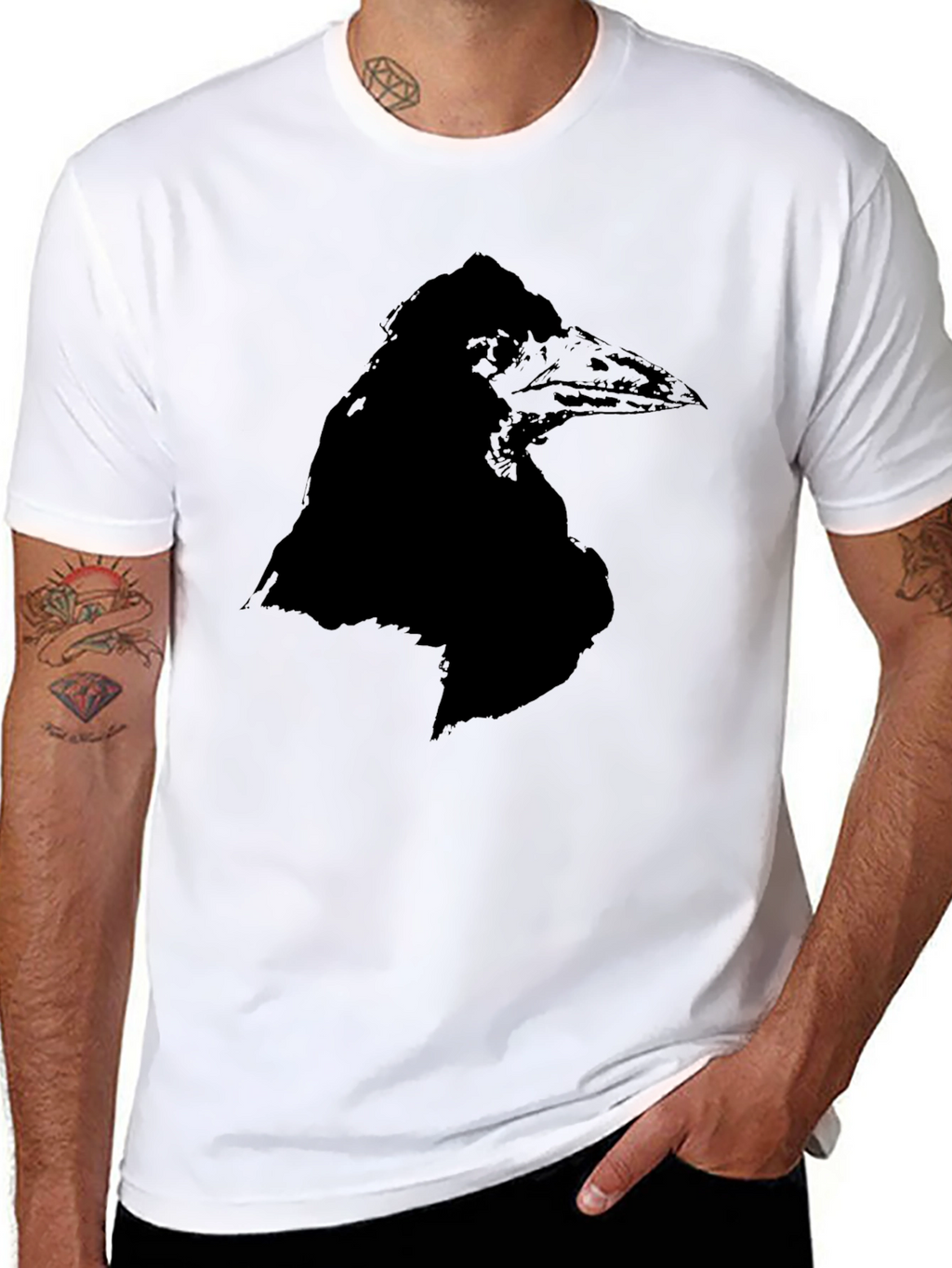 Raven Graphic Tee - Black Crew Neck T-Shirt
