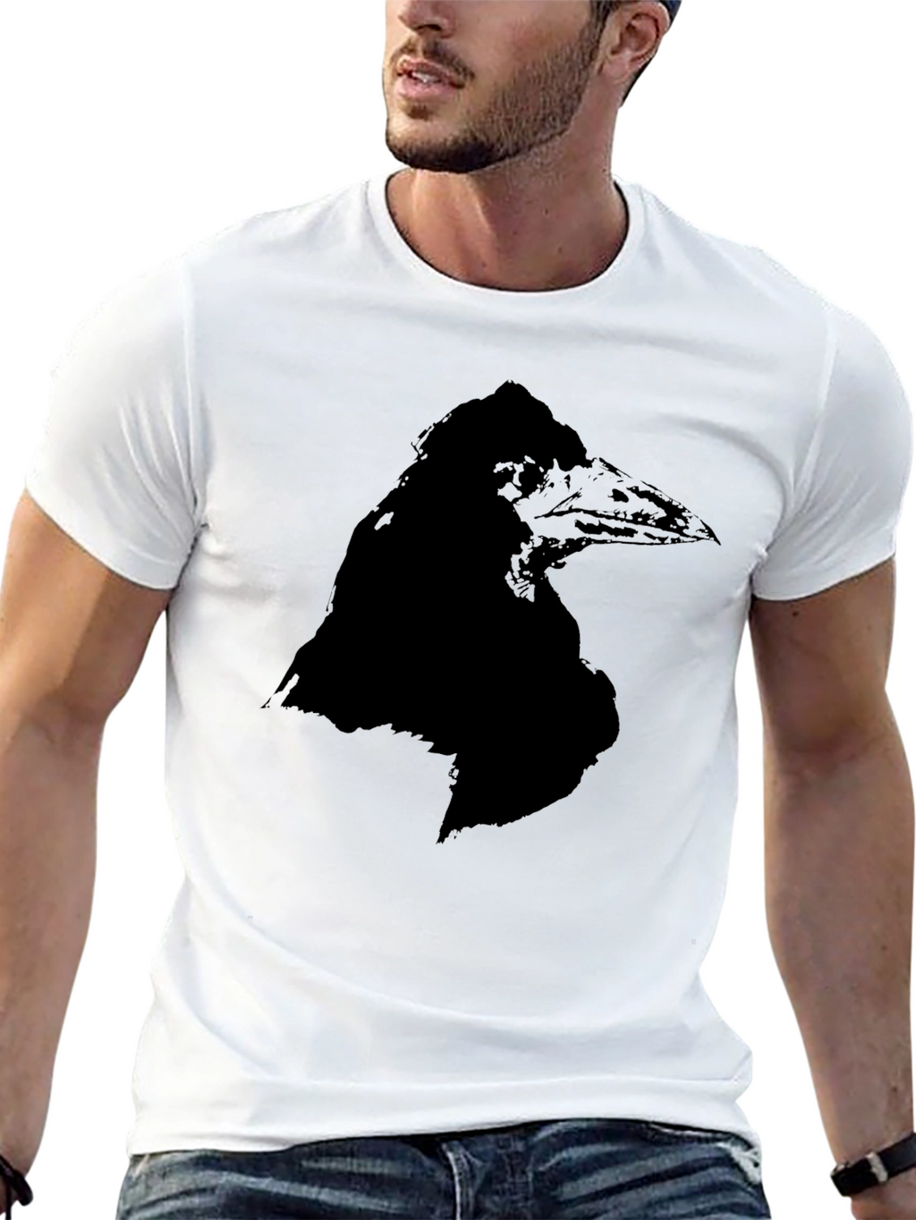 Raven Graphic Tee - Black Crew Neck T-Shirt
