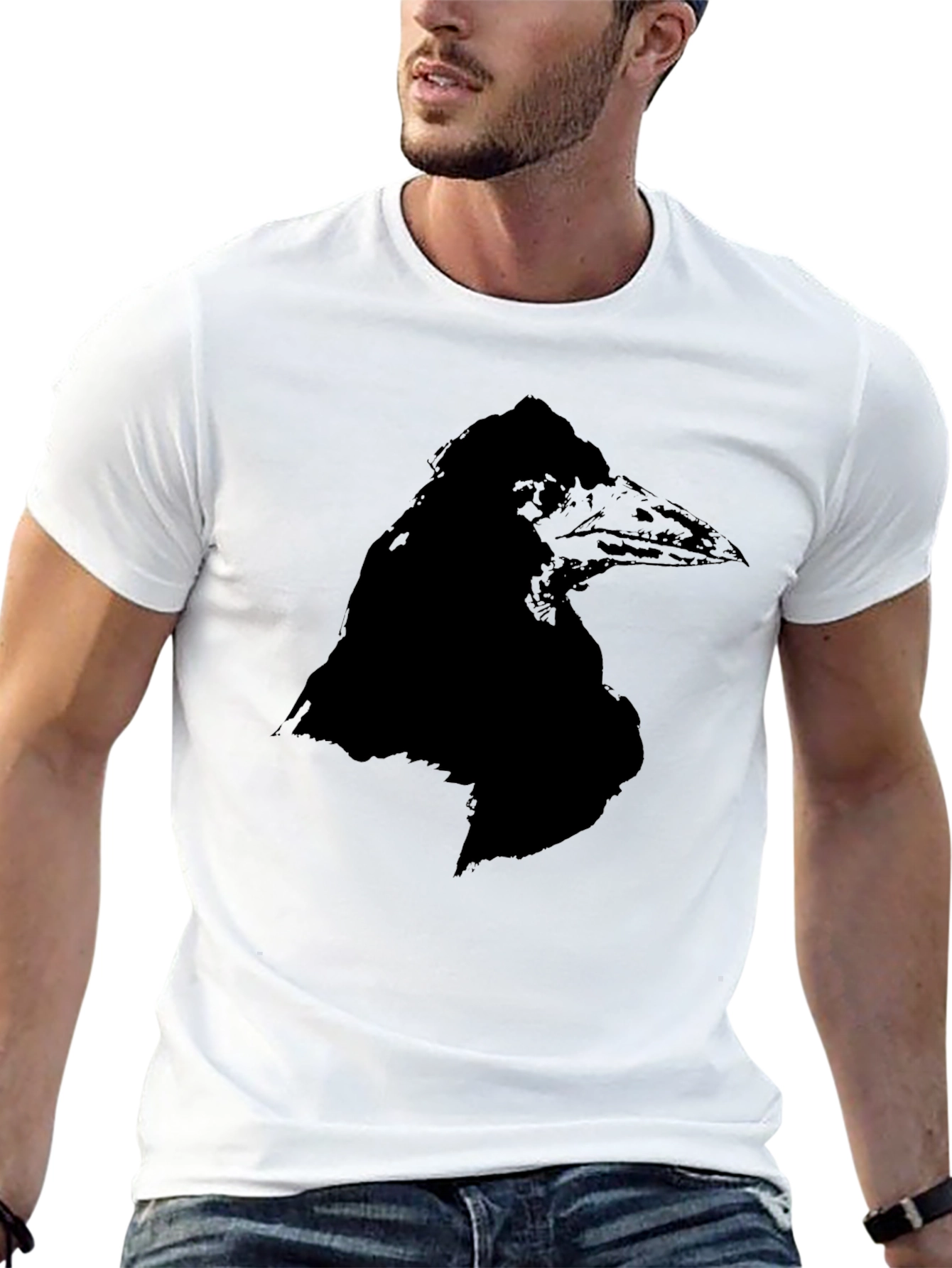 Raven Graphic Tee - Black Crew Neck T-Shirt