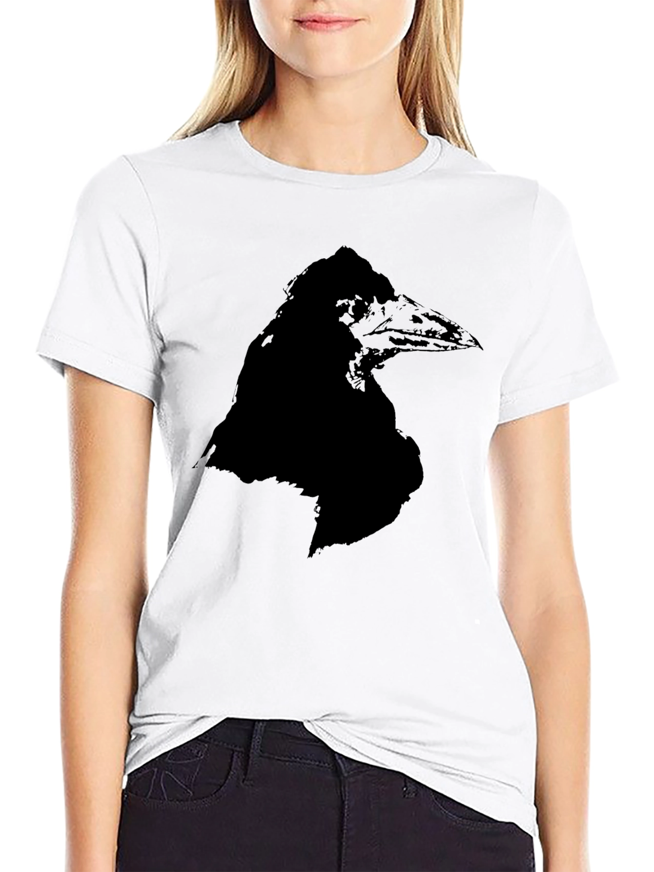 Raven Graphic Tee - Black Crew Neck T-Shirt