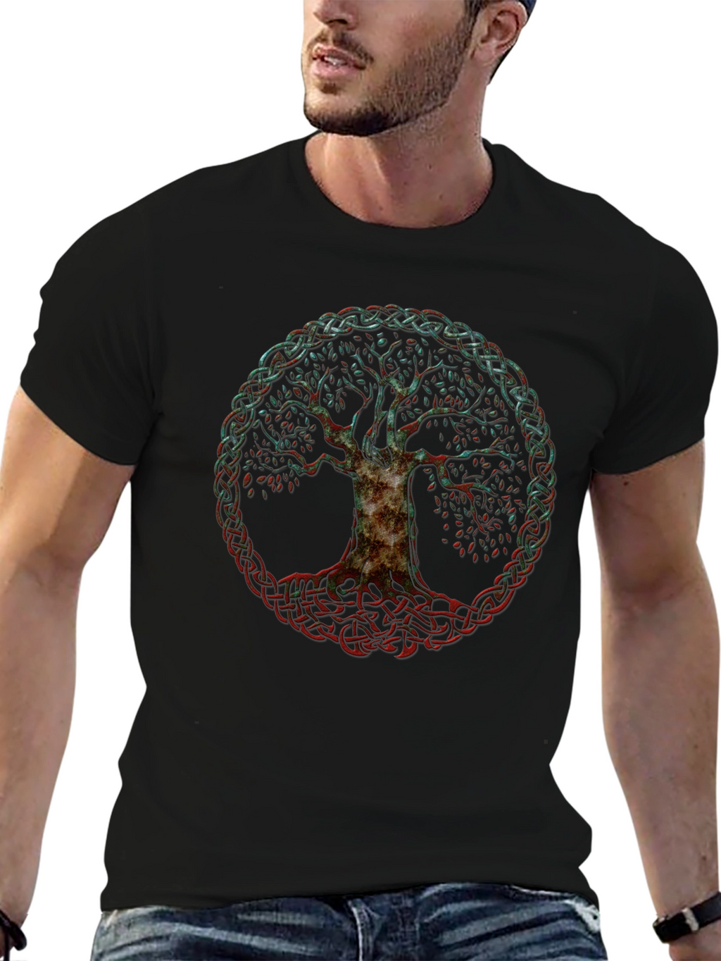 Celtic Tree of Life Graphic T-Shirt - Black