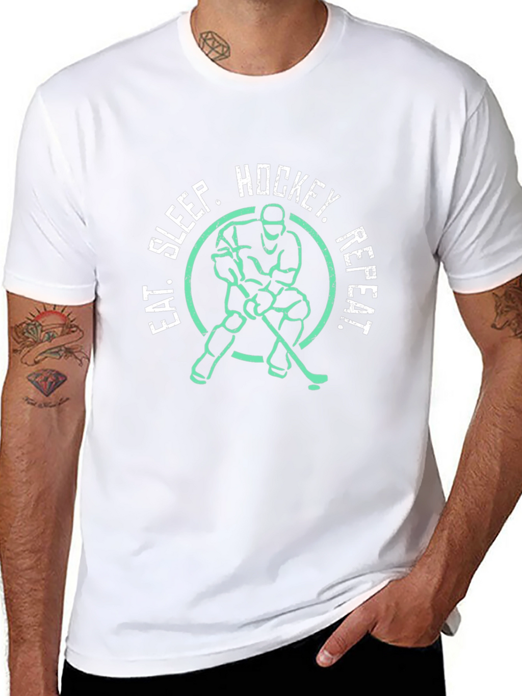 Eat Sleep Hockey Repeat Graphic Tee