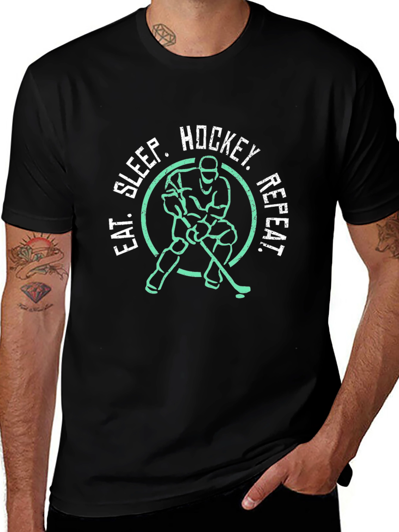 Eat Sleep Hockey Repeat Graphic Tee