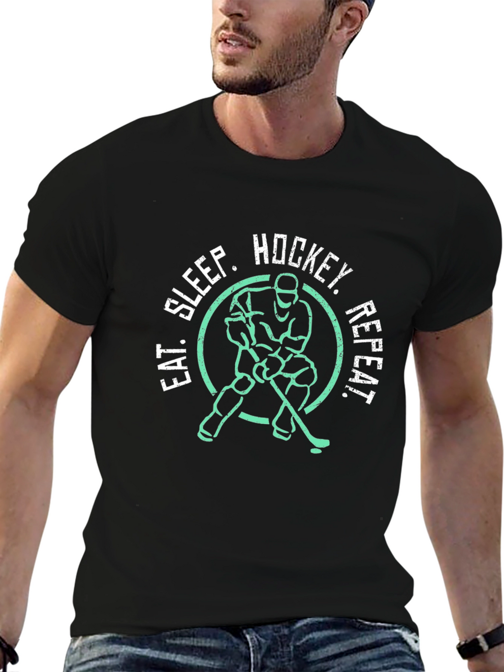 Eat Sleep Hockey Repeat Graphic Tee