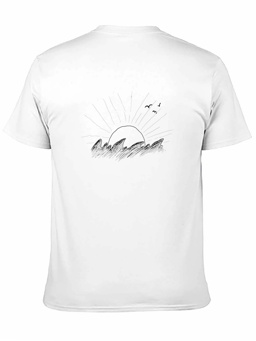 Sunset Waves Graphic Tee - Black Casual Fit