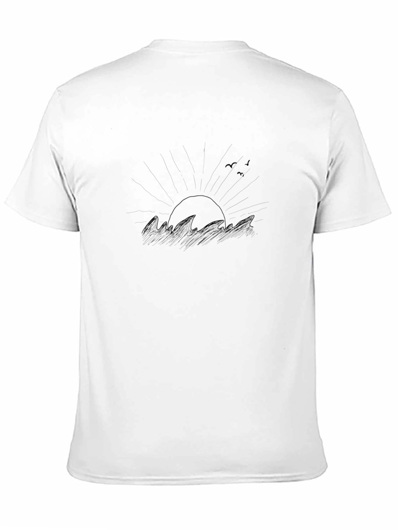 Sunset Waves Graphic Tee - Black Casual Fit