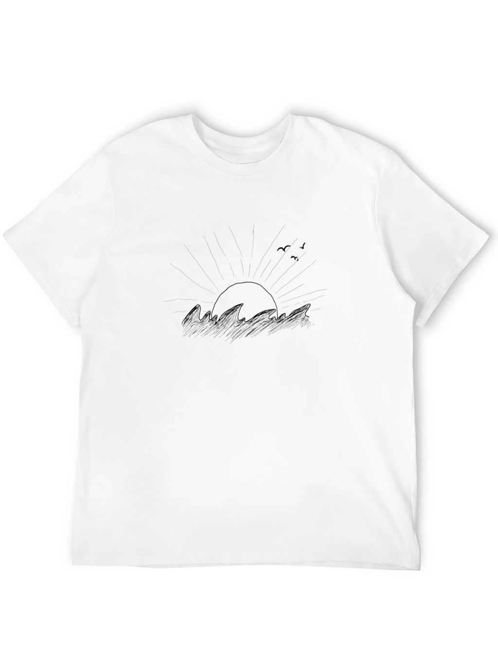 Sunset Waves Graphic Tee - Black Casual Fit