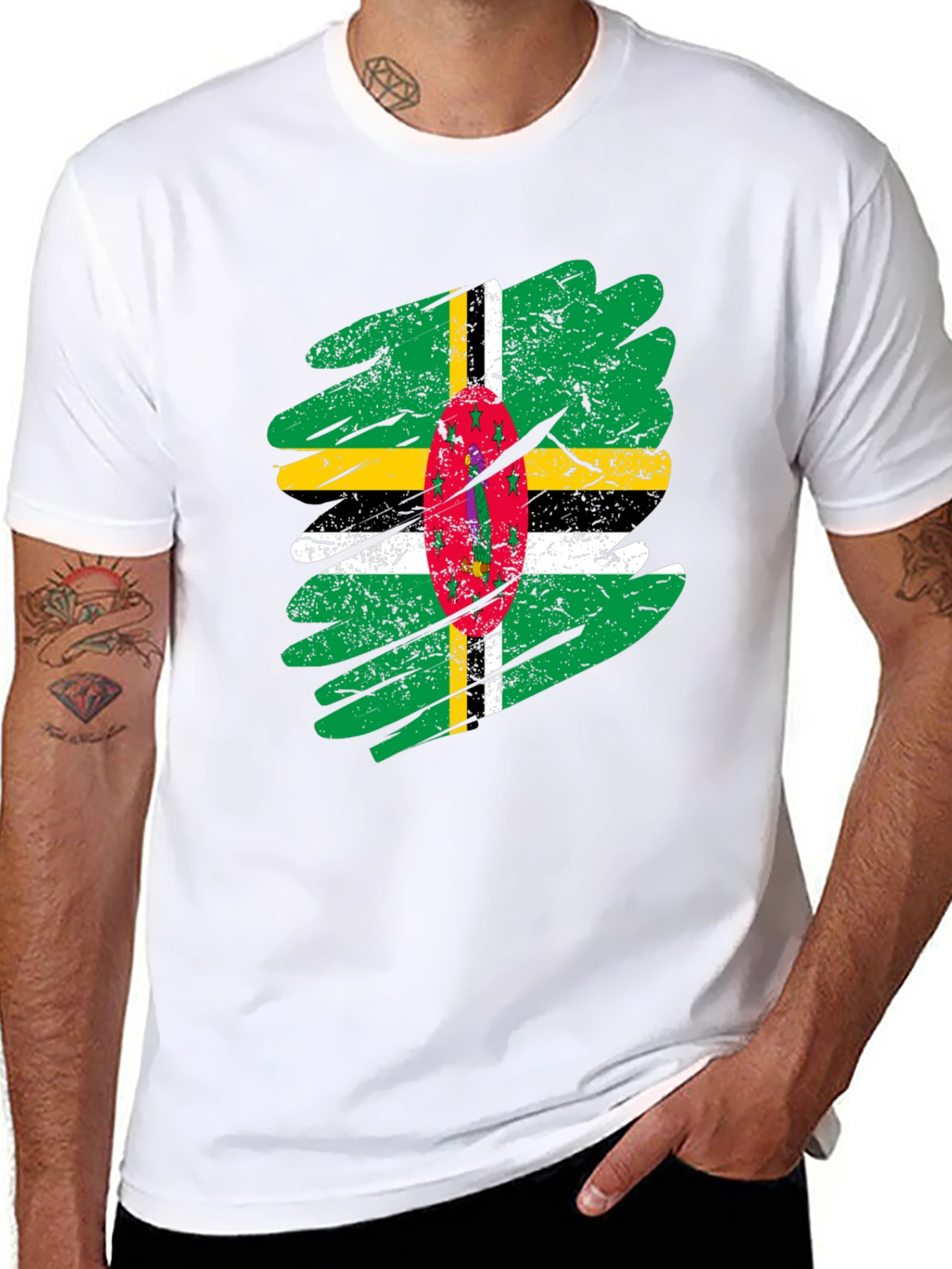 Dominica Flag T-Shirt - Distressed Grunge