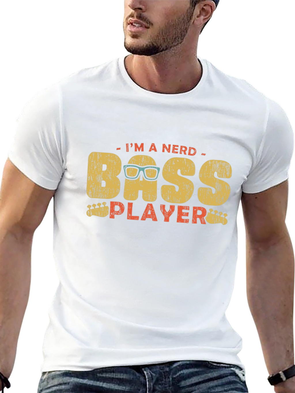 Nerd Bass Player Graphic T-Shirt - Unisex