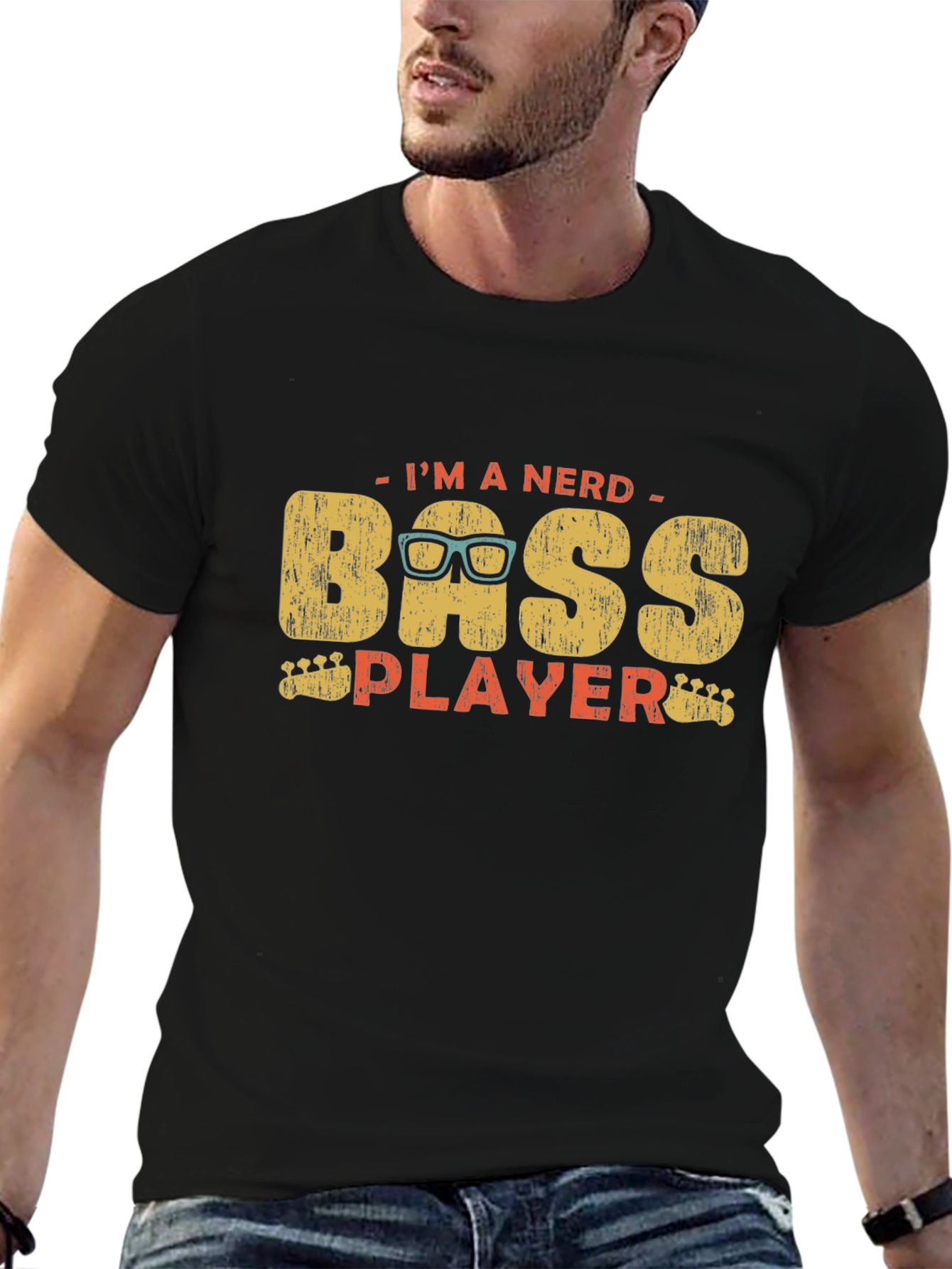 Nerd Bass Player Graphic T-Shirt - Unisex