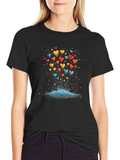 Heart Balloons Graphic Black Tee