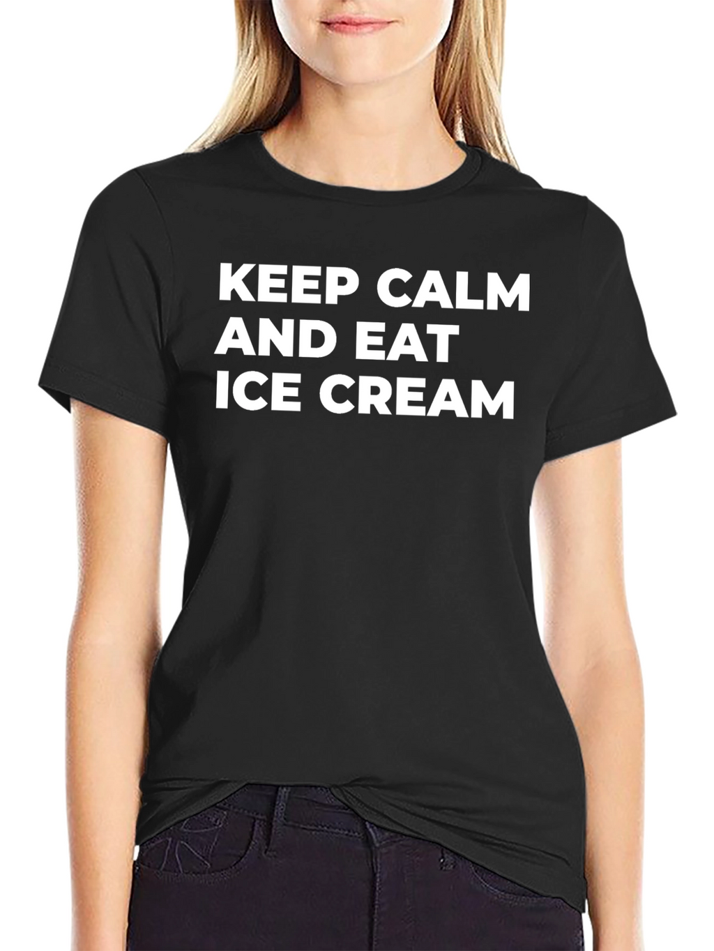 Keep Calm and Eat Ice Cream Black T-Shirt