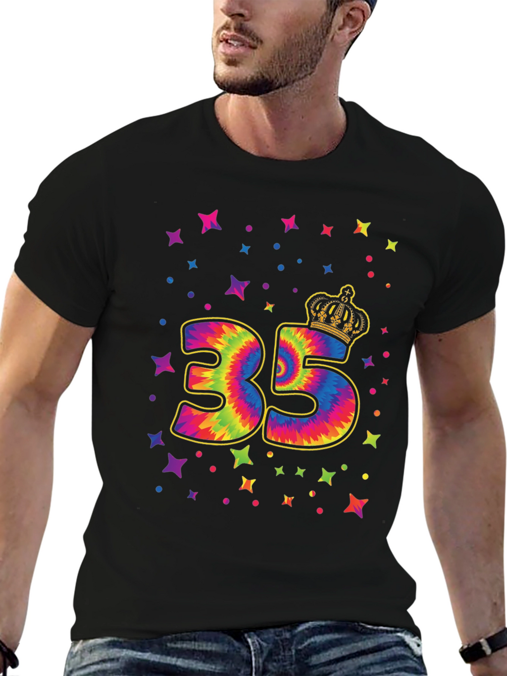 35th Birthday Tie Dye Crown T-Shirt
