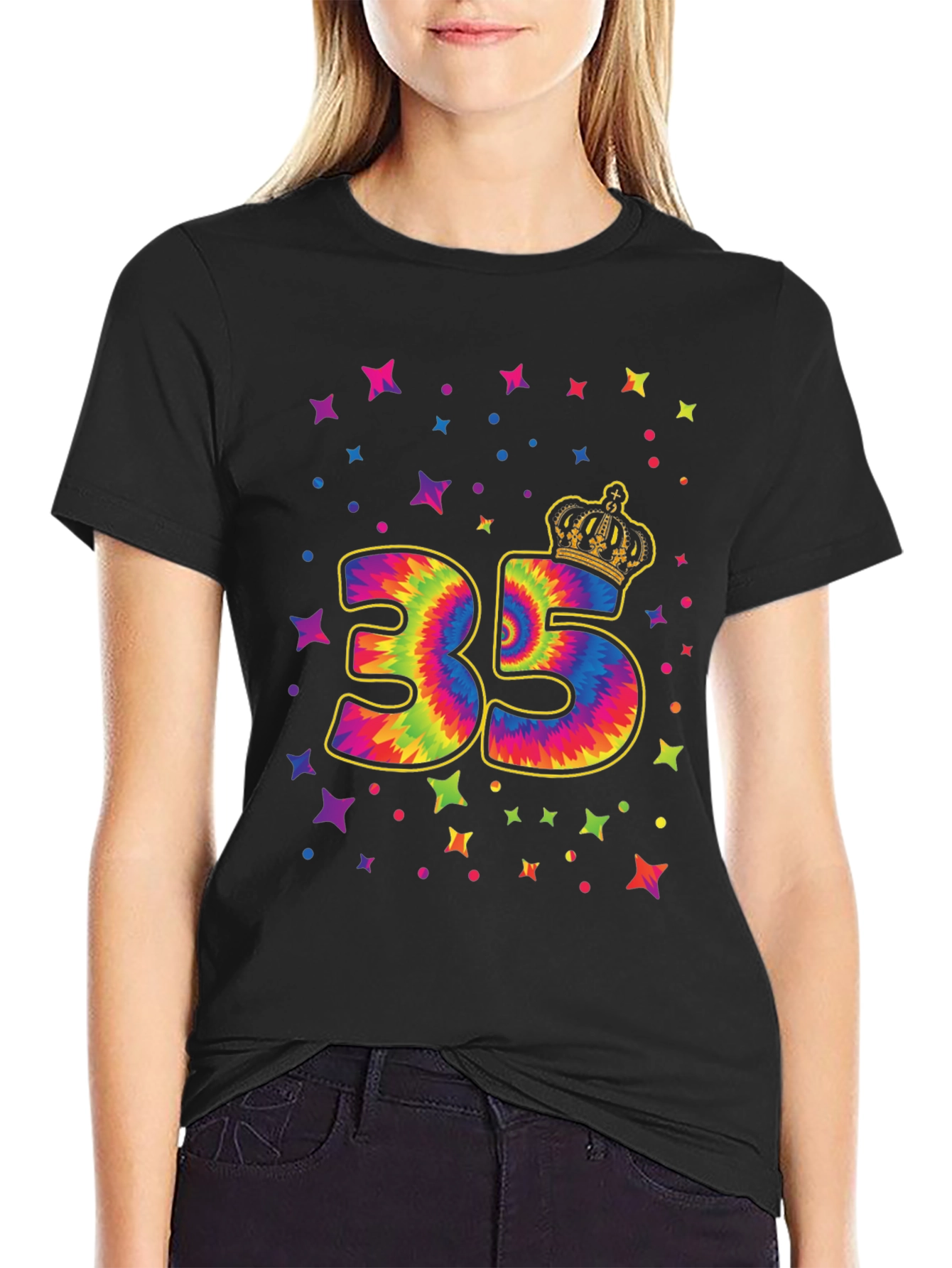 35th Birthday Tie Dye Crown T-Shirt