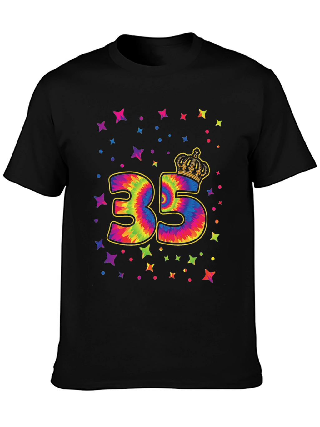 35th Birthday Tie Dye Crown T-Shirt