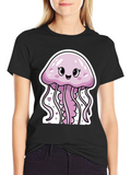 Cute Jellyfish Graphic Tee - Black