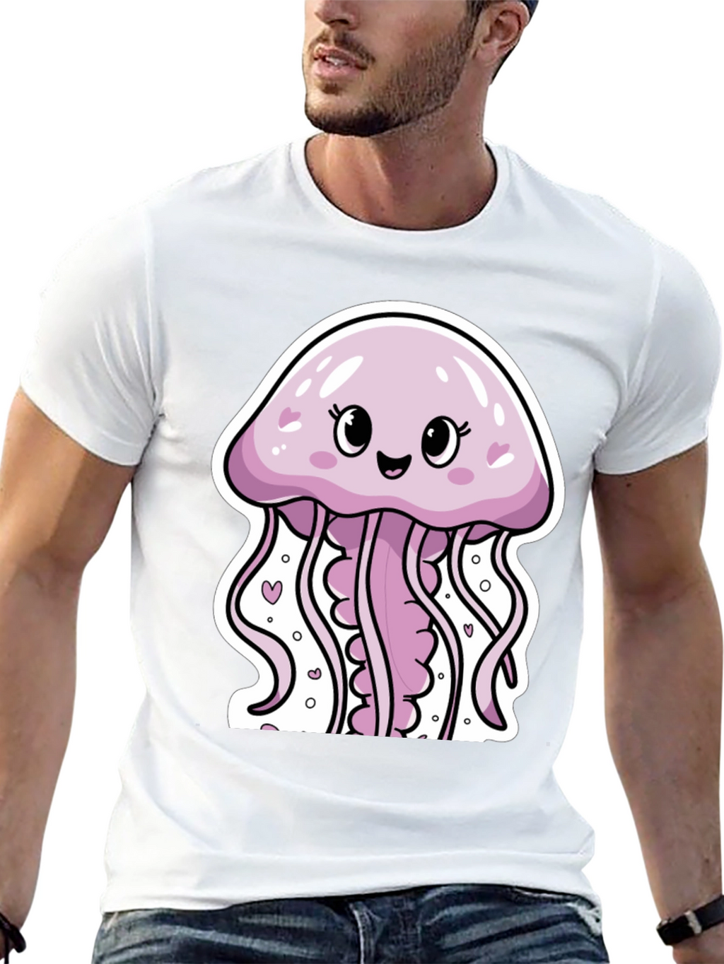 Cute Jellyfish Graphic Tee - Black