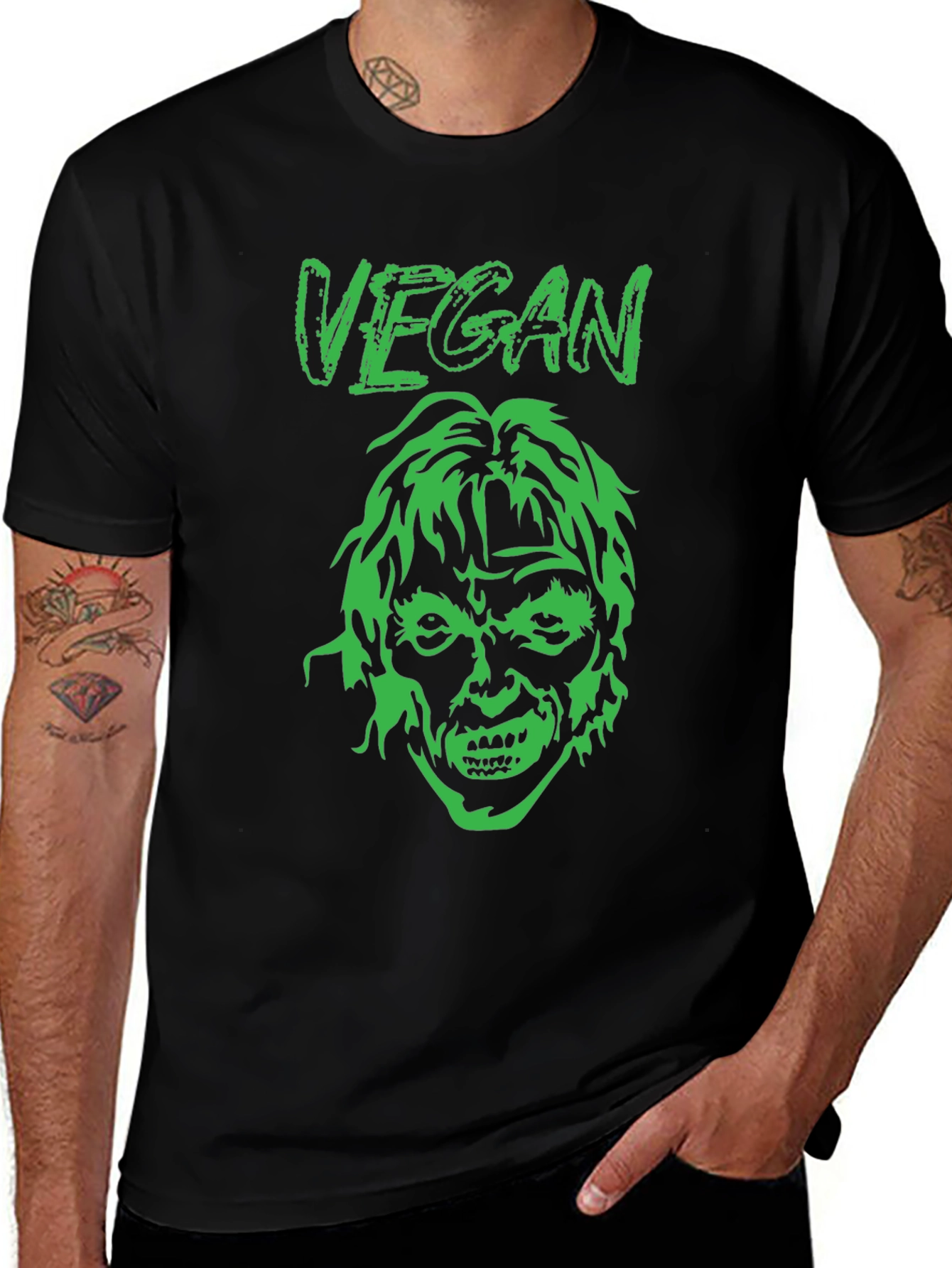 Vegan Zombie Graphic Tee - Black T-Shirt