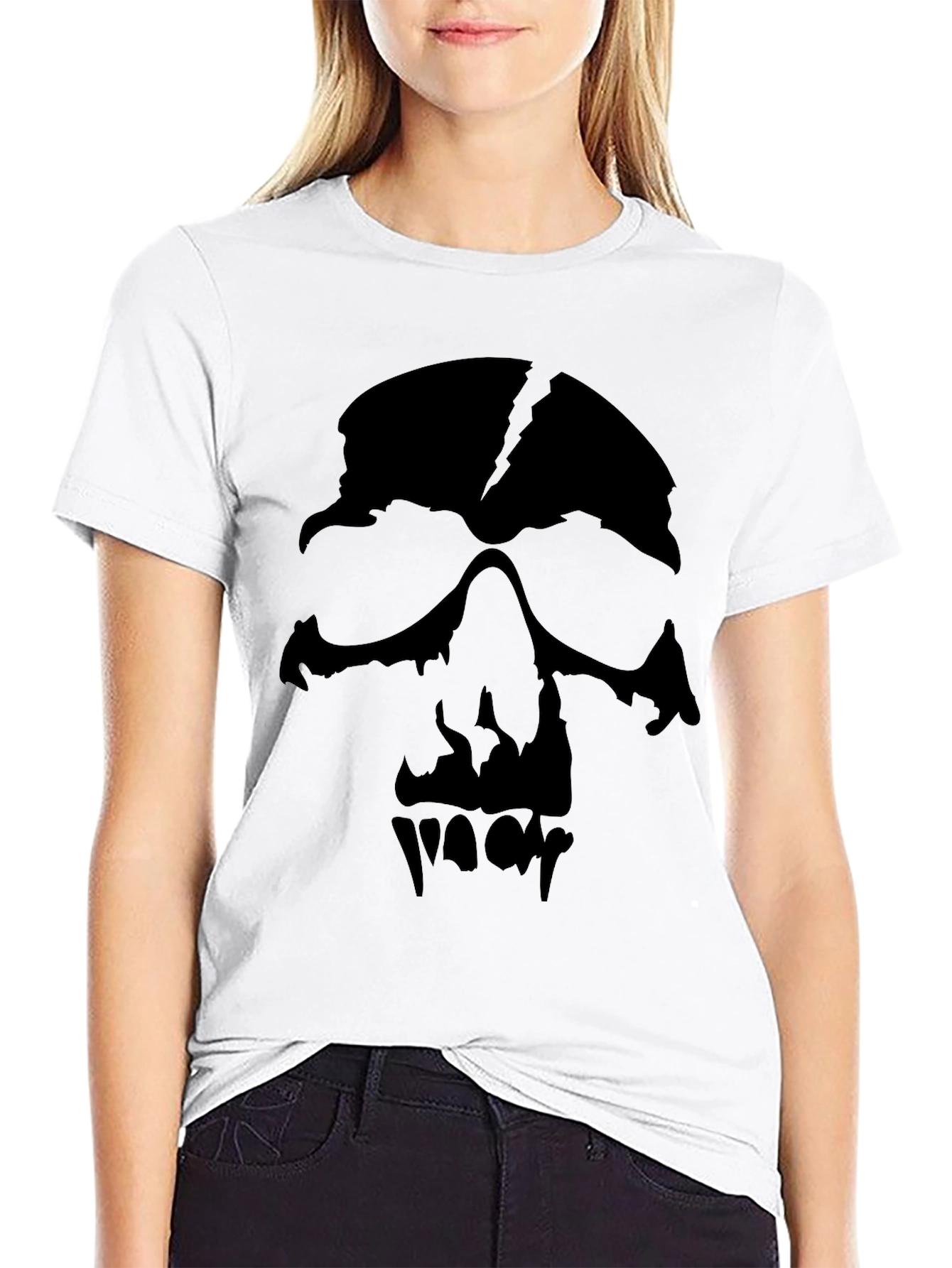 Mens Black Graphic Skull T-Shirt