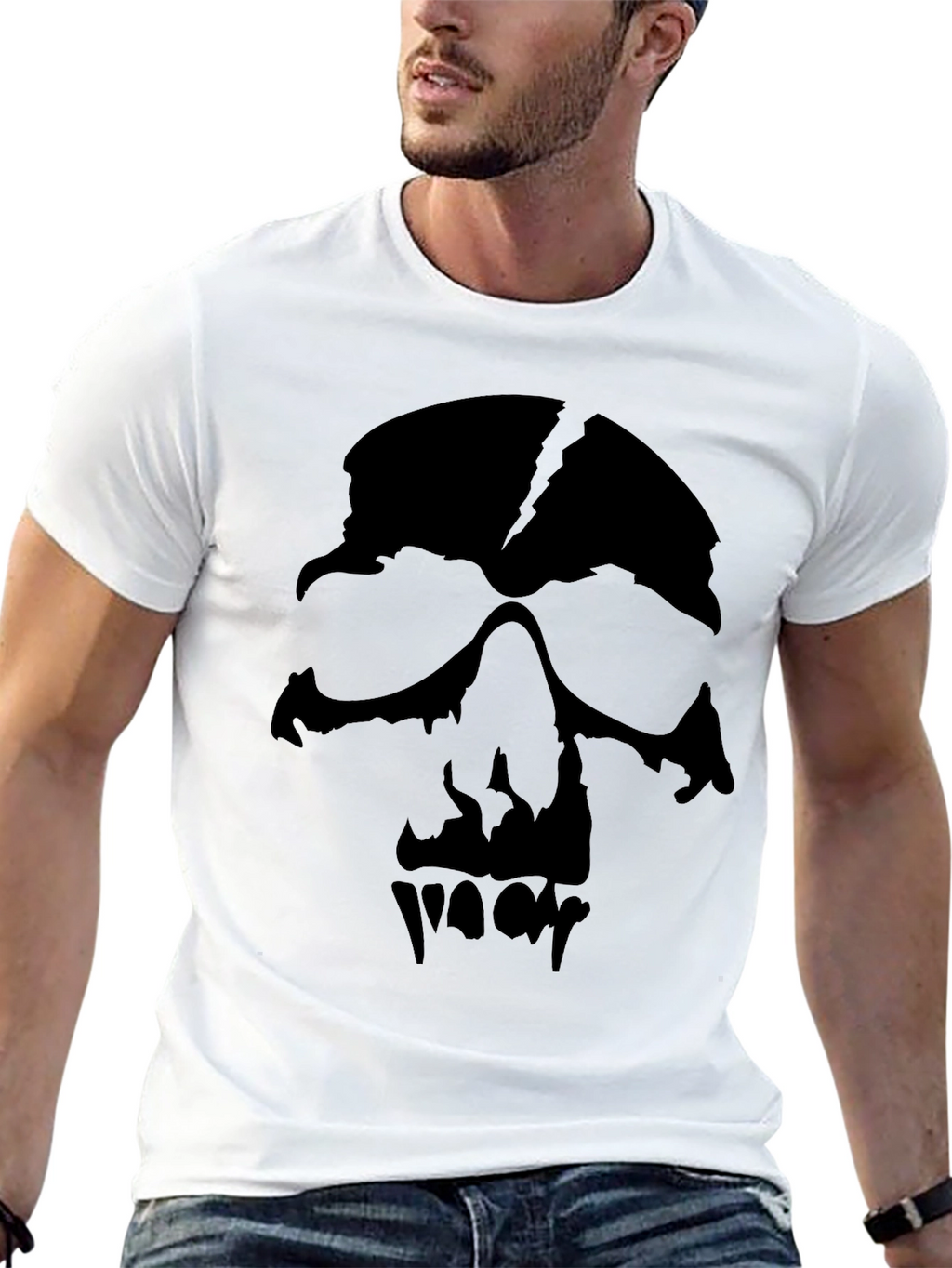 Mens Black Graphic Skull T-Shirt