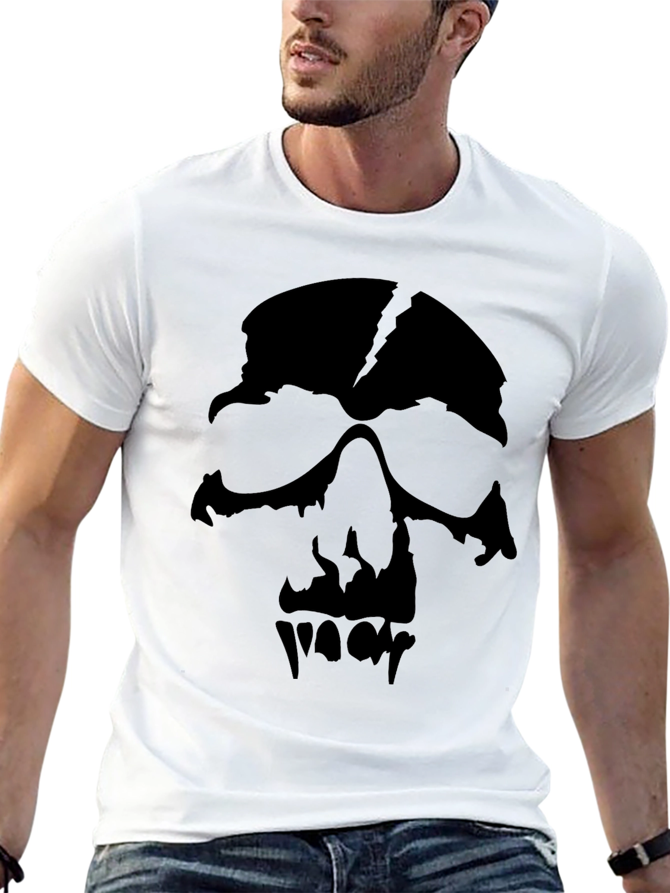 Mens Black Graphic Skull T-Shirt