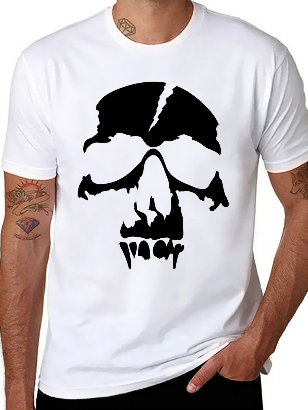 Mens Black Graphic Skull T-Shirt