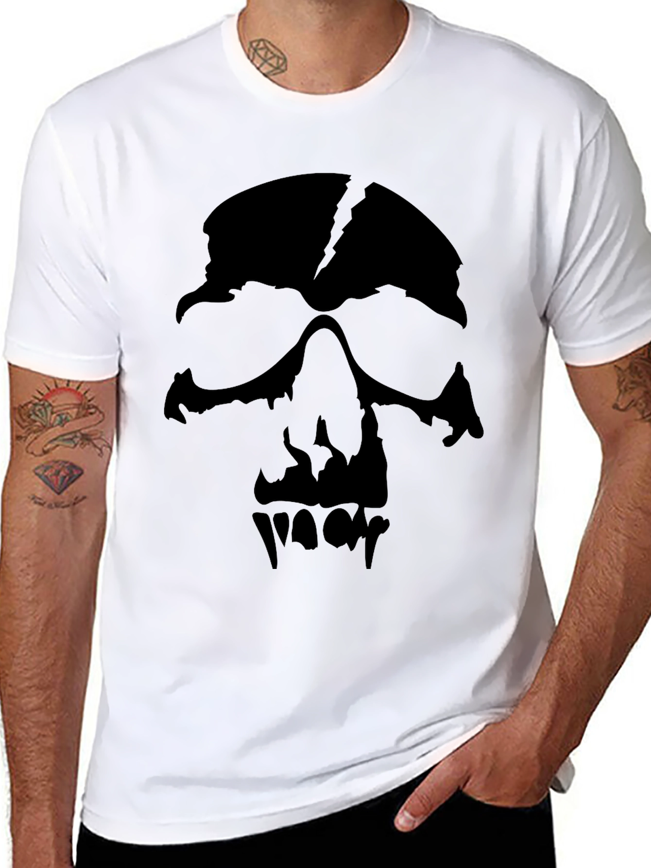 Mens Black Graphic Skull T-Shirt