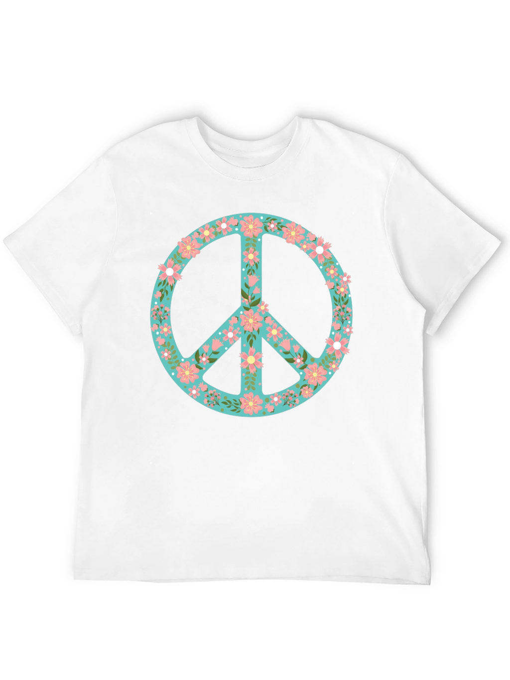 Floral Peace Sign Black T-Shirt
