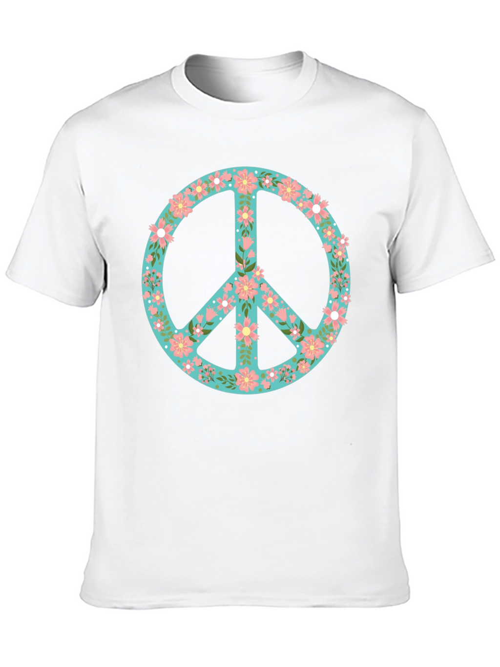 Floral Peace Sign Black T-Shirt