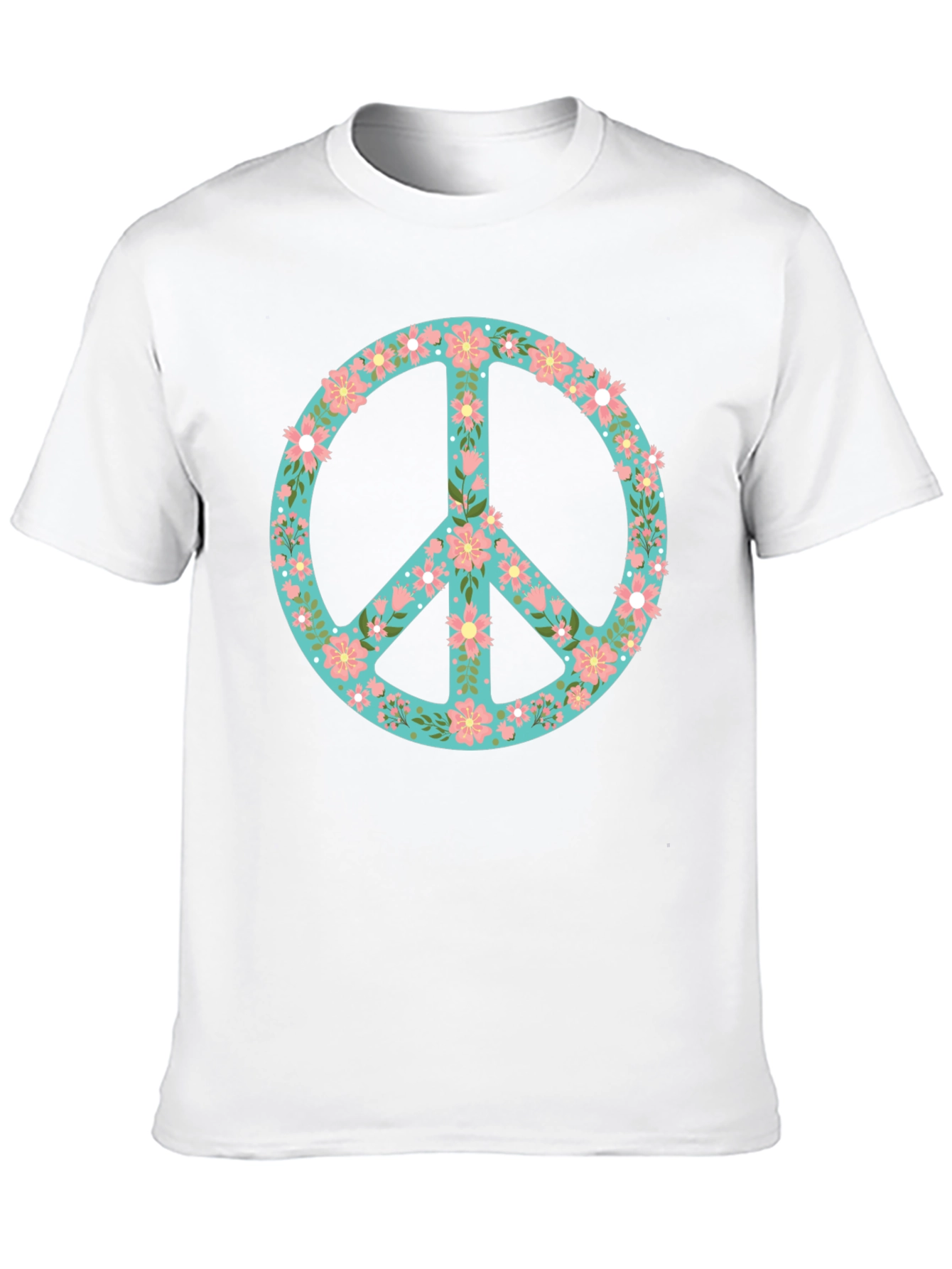 Floral Peace Sign Black T-Shirt