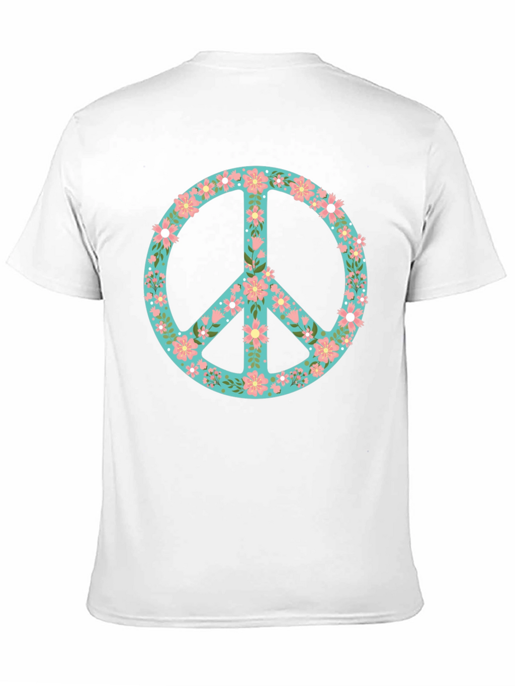 Floral Peace Sign Black T-Shirt