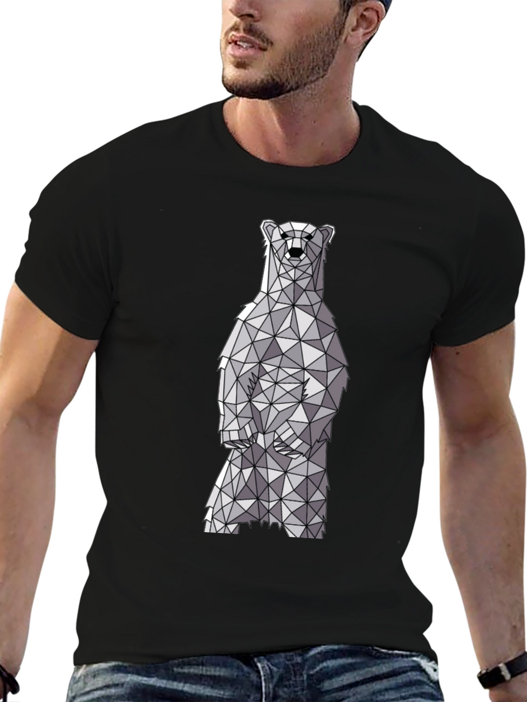 Geometric Polar Bear Graphic T-Shirt
