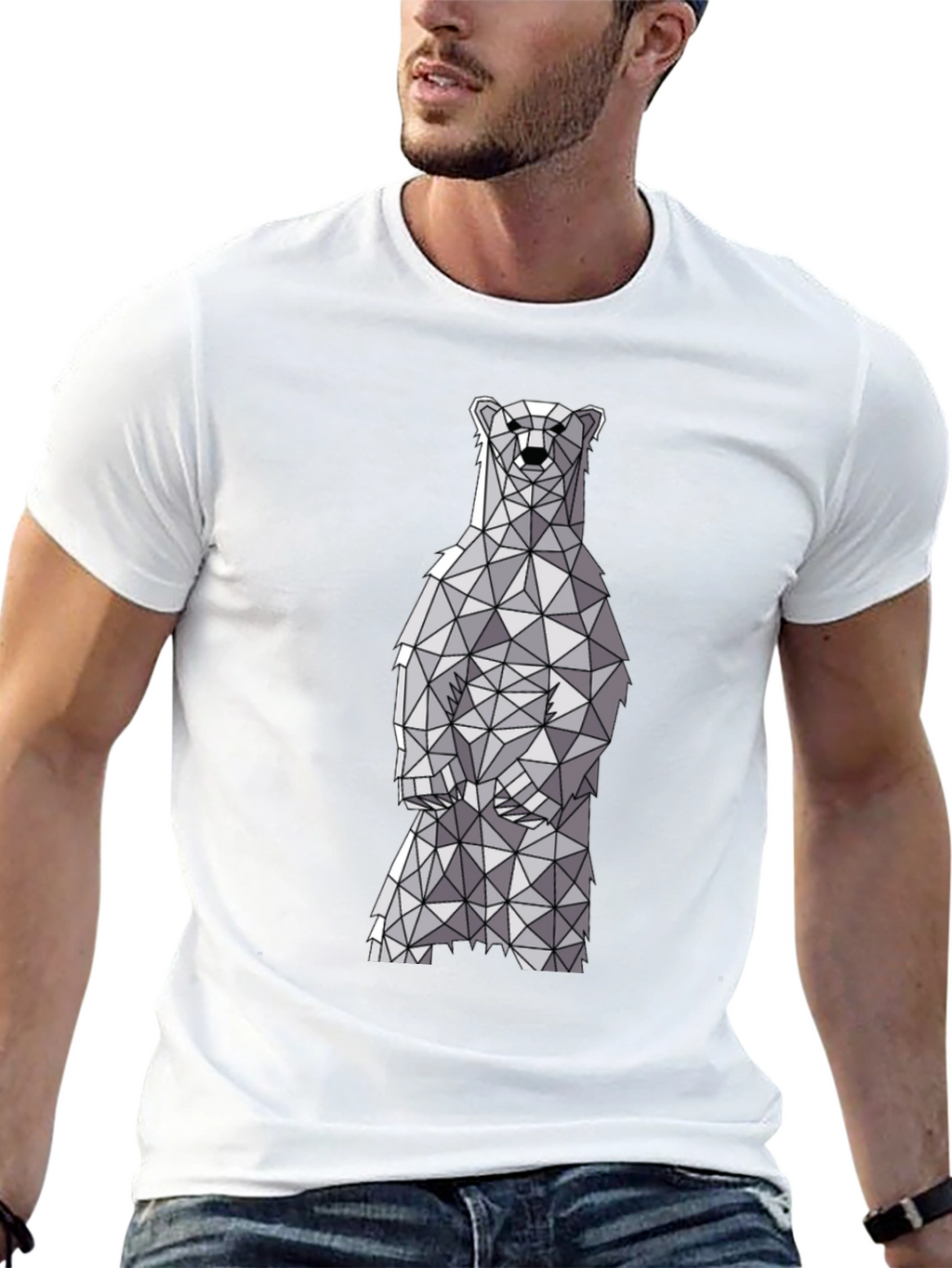 Geometric Polar Bear Graphic T-Shirt