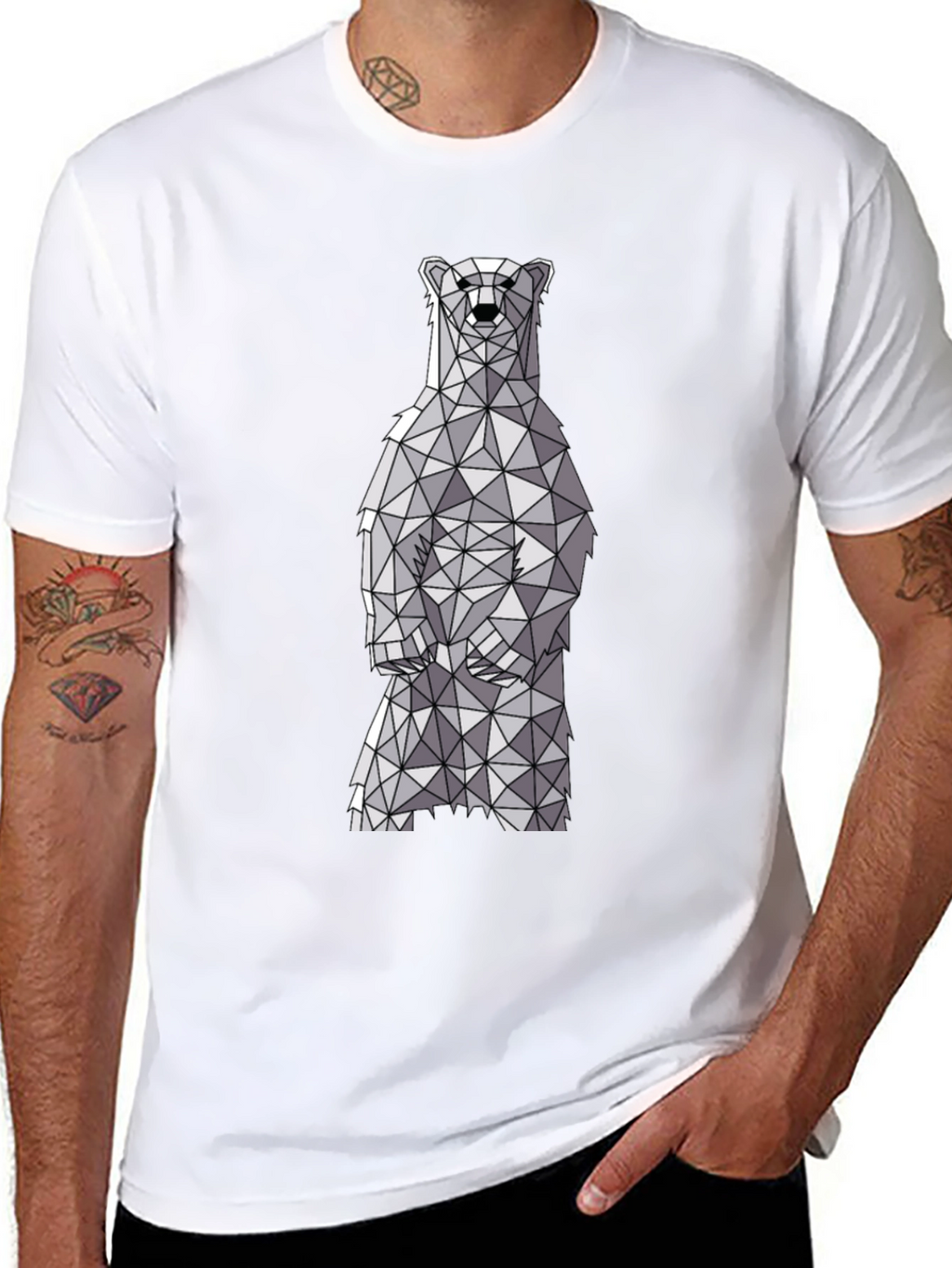 Geometric Polar Bear Graphic T-Shirt