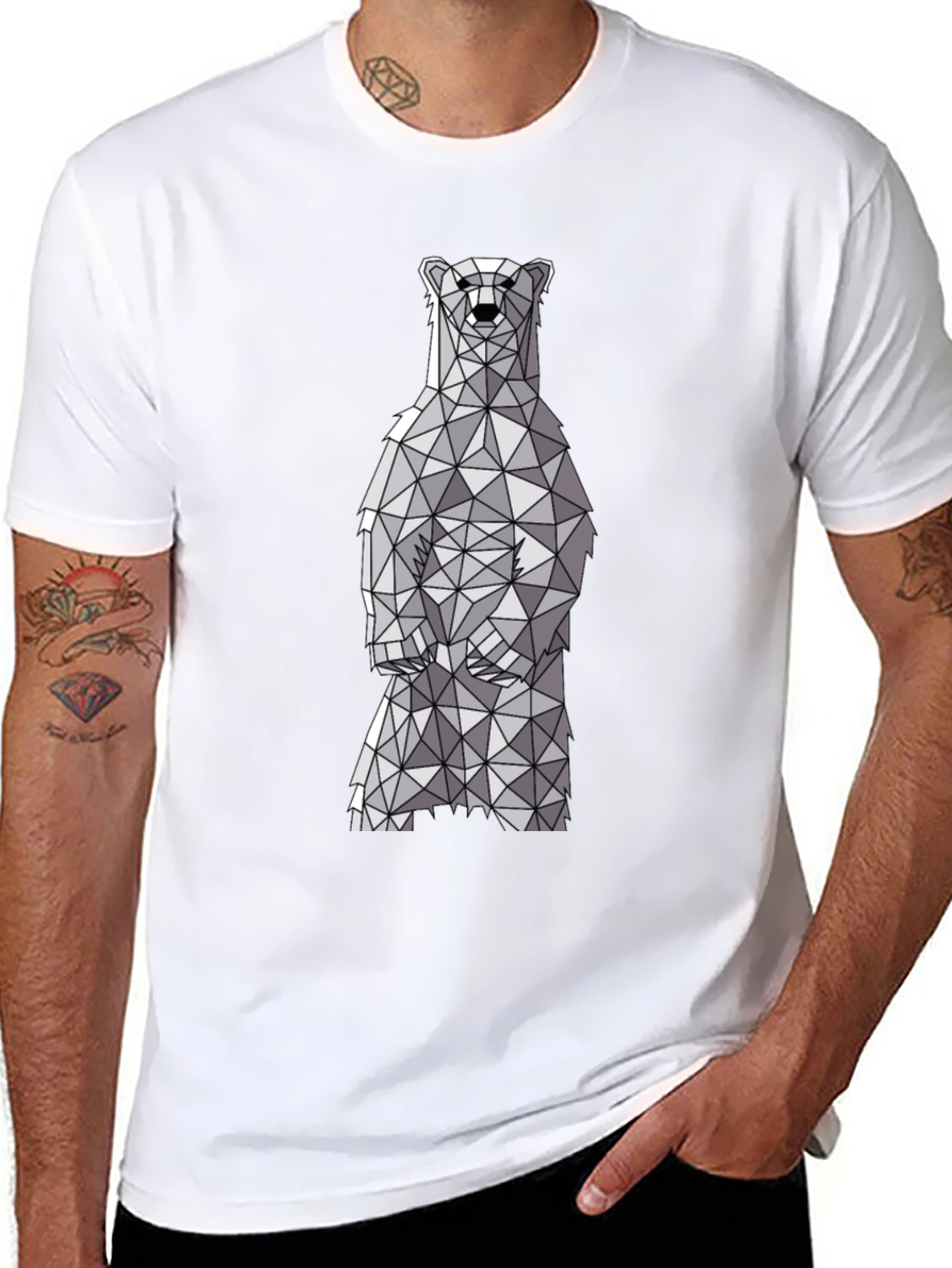 Geometric Polar Bear Graphic T-Shirt