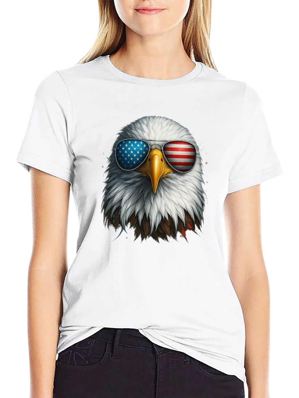 Patriotic Eagle Sunglasses Graphic T-Shirt