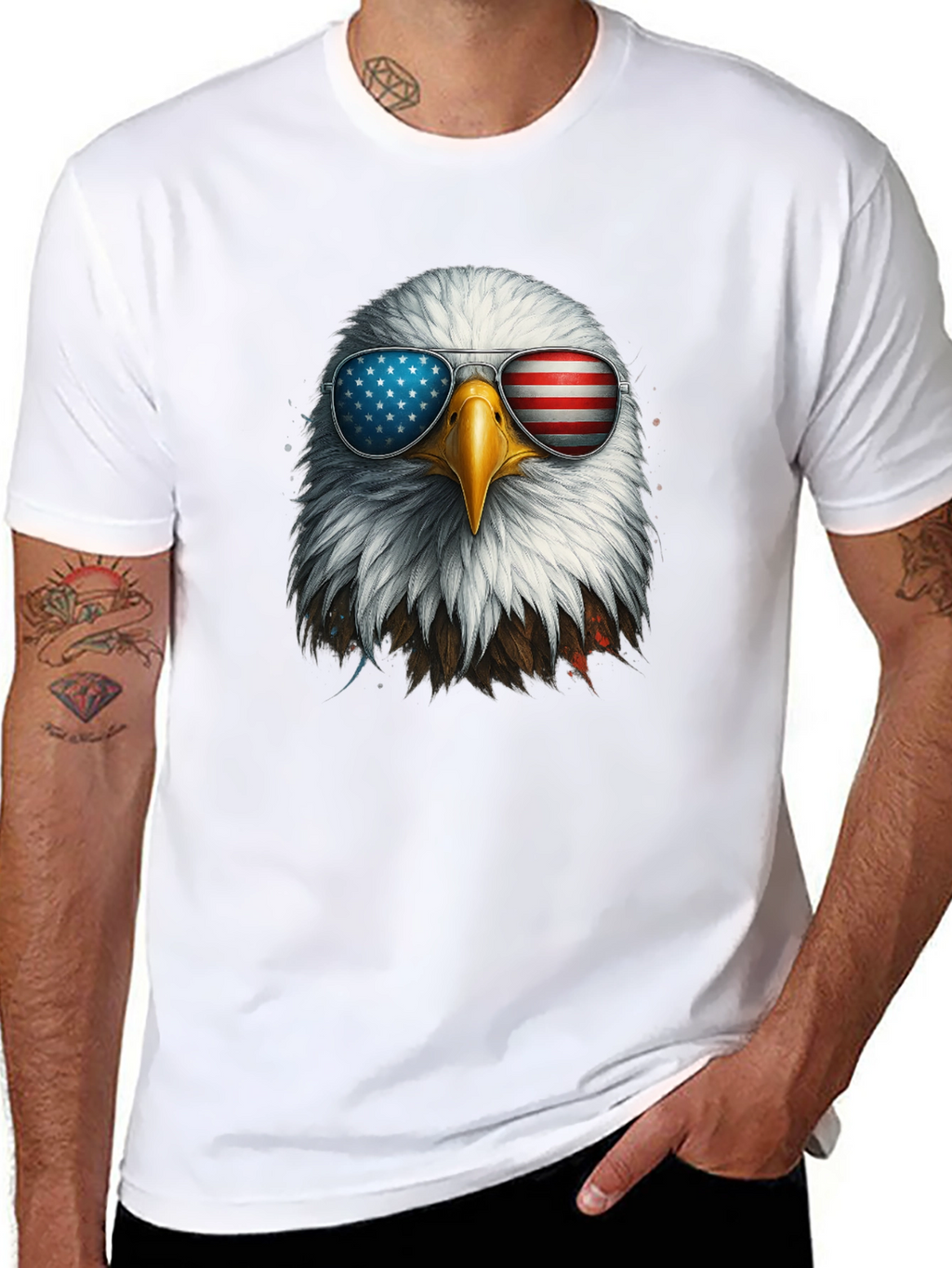 Patriotic Eagle Sunglasses Graphic T-Shirt